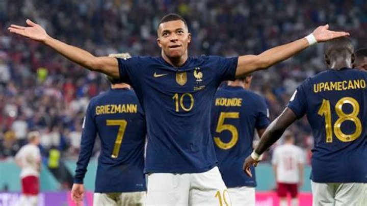 Kylian Mbappe of France celebrates after Harry Kane's penalty miss for England in the quarter-final. Photo / AP