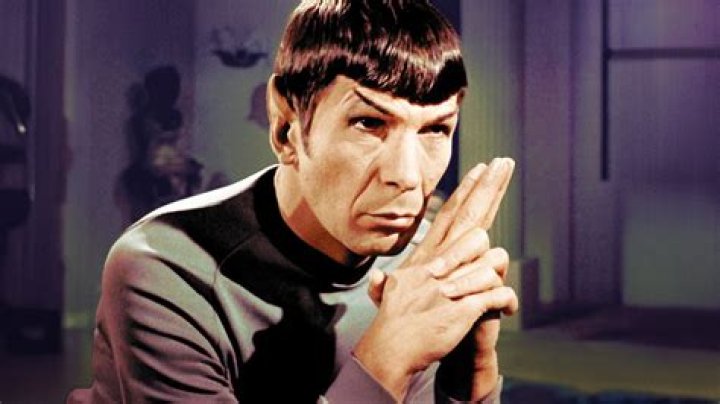 Leonard Nimoy as Spock showing the Vulcan salute in Star Trek.