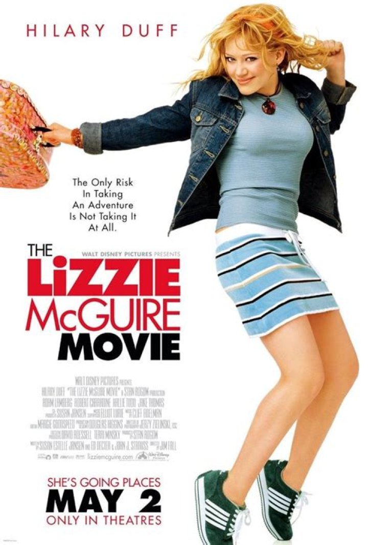 Lizzie McGuire takes a photo with her friend and Aaron Carter