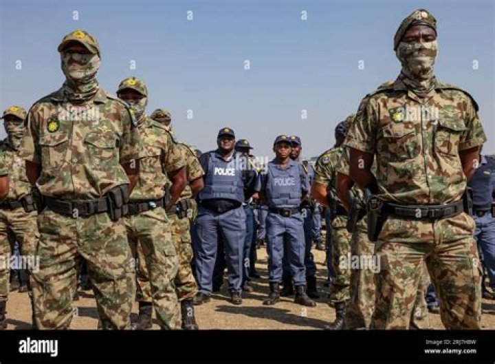 Members of the South African National Defence Force (SANDF) gather to take part in an integrated multi-disciplinary Members of the South African National Defence Force (SANDF) gather to take part in an integrated multi-disciplinary