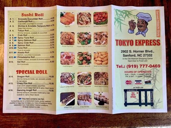 Menu at Tokyo Express restaurant, Asheboro, E Dixie Dr