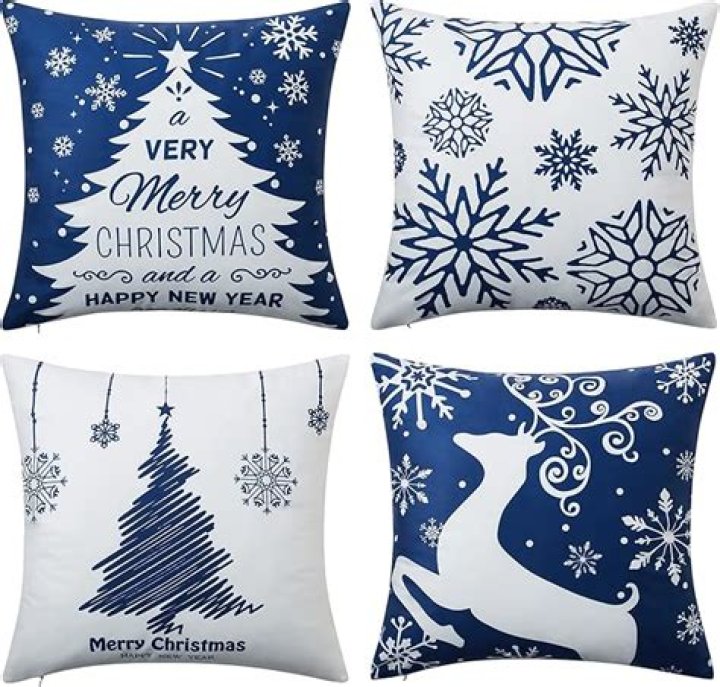 Merry Christmas Snowflake Throw Pillow Cover Cushion Case Cotton Linen