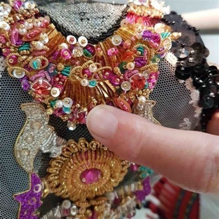 metal sequins Beaded embroidery, Bead work, Fashion details