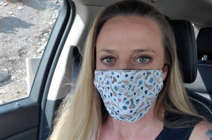 Mom wears penis face mask so people keep their distance
