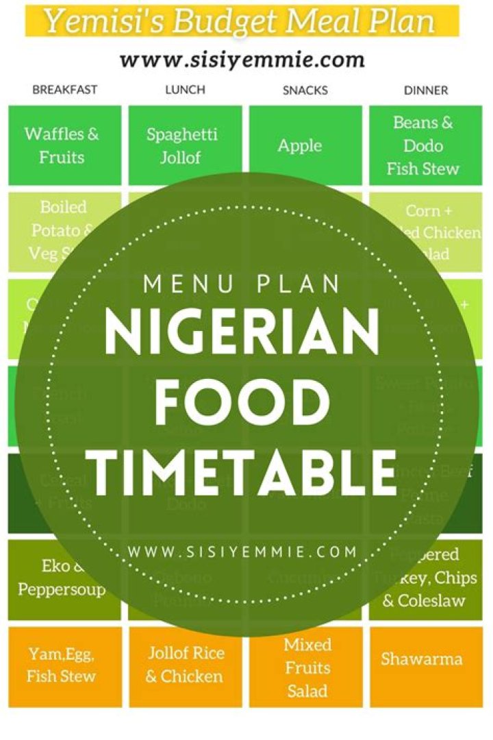 NIGERIAN FOOD TIMETABLE FOR NOVEMBER + HOW TO SAVE MONEY ON FOOD