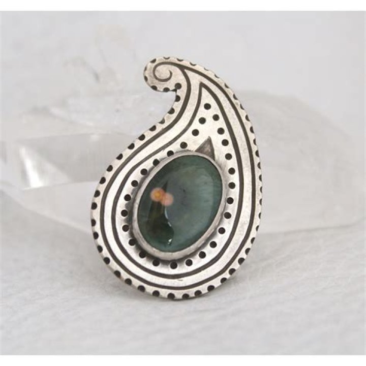 Ocean Jasper Paisley Ring Sterling Silver Natural Green Jasper Etsy