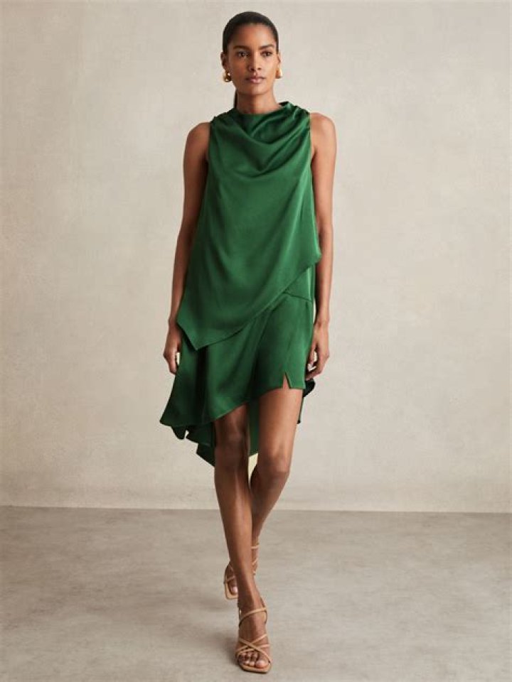 One-shoulder mini dress with drape detail