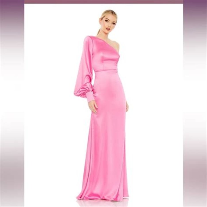 One-shoulder wrap gown