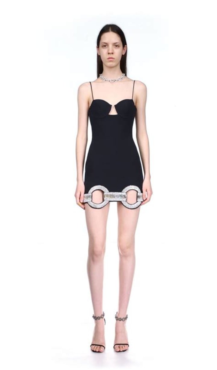 One-sleeved asymmetric crystal bandage mini