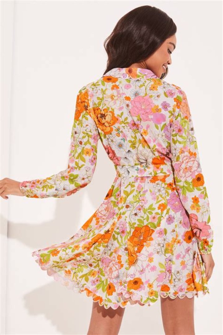 Patchwork-lace mini shirt dress with front button fastenings and collared neckline
