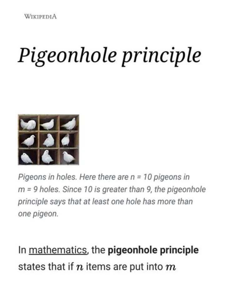 Pigeonhole principle Wikipedia