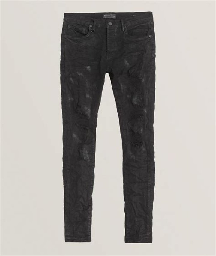 PurpleBrand P001 Black Oil Spill Men's Jeans
