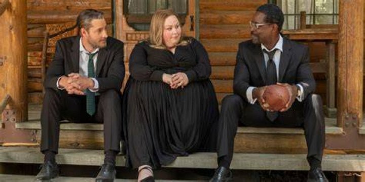 Randall Kate and Kevin sit on a porch in This Is Us