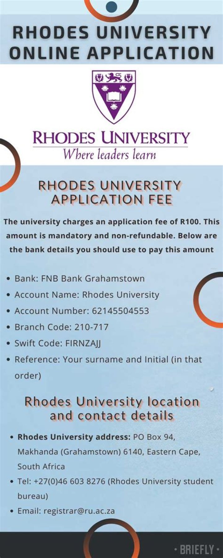 Rhodes University online application for 2023: dates, fees, and requirements