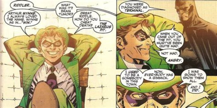Riddler confessing to Batman he used a Lazarus Pit