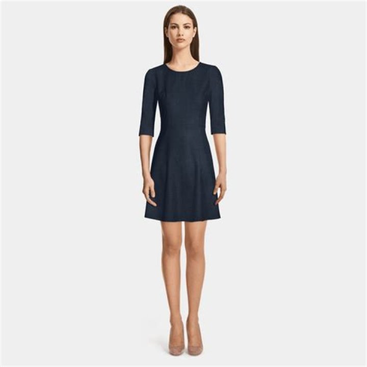 Round neck skater dress with mesh bodice and satin skirt