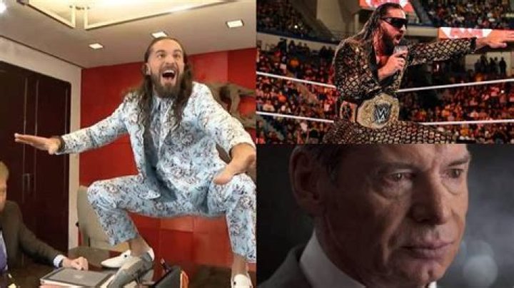 Seth Rollins dancing on Vince McMahon's table