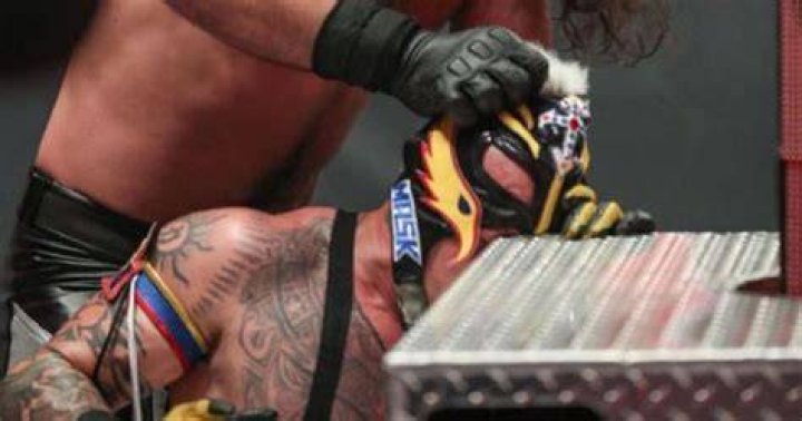Seth Rollins Rey Mysterio steps