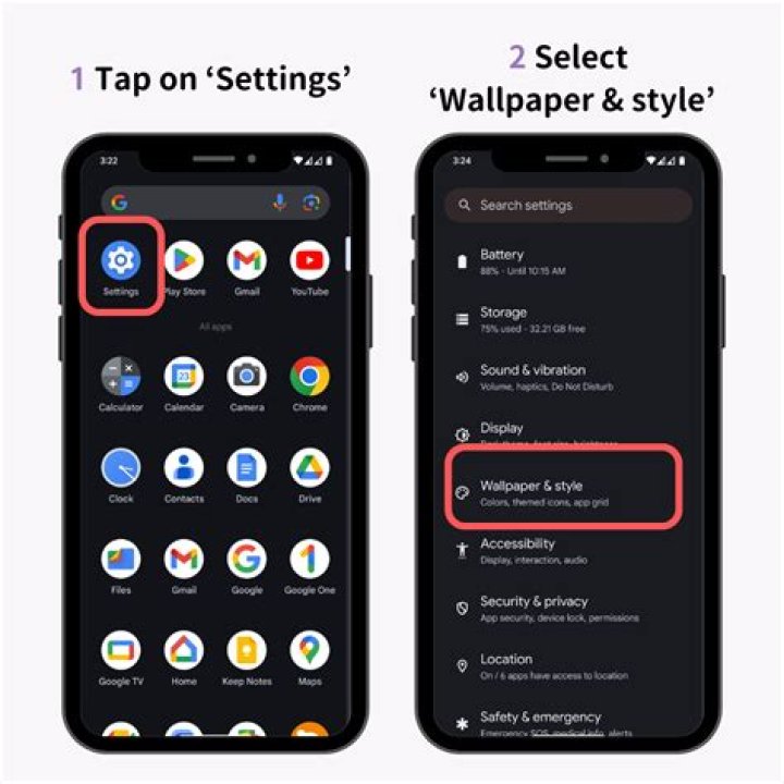 Side-by-sides from the free Android wallpaper apps Abstruct, Kappboom, and Muzei