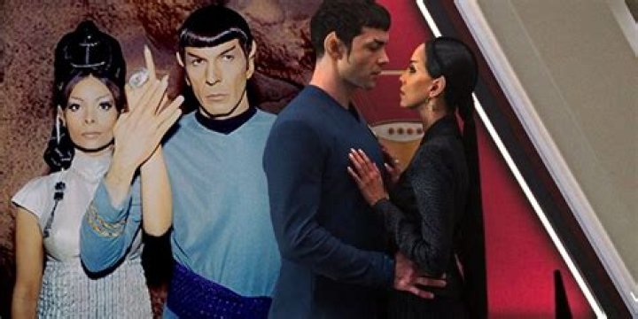 Spock with love interest Leila Kalomi in Star Trek.