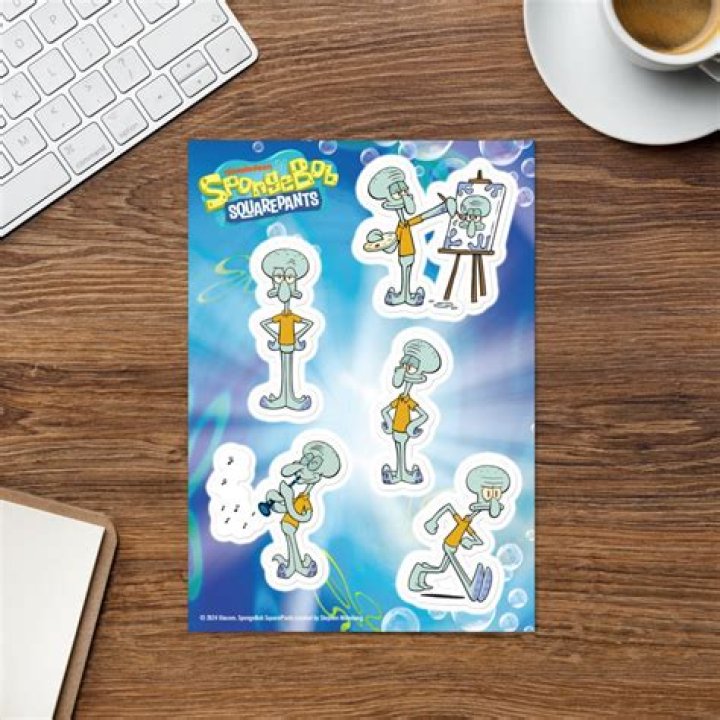 SpongeBob Shocked Squidward Sticker Mini drawings, Mini canvas art