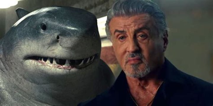 Sylvester Stallone as King Shark, Daniela Melchior as Ratcatcher 2, Margot Robbie as Harley Quinn, David Dastmalchian as Polka Dot Man, and Idris Elba as Bloodsport, Starro Escape The Suicide Squad