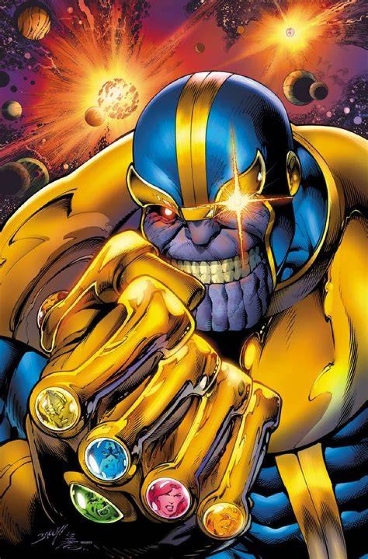 Thanos snarling in Marvel Comics