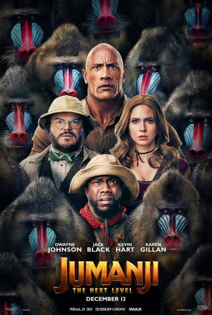 The cast of Jumanji: The Next Level poses on a poster
