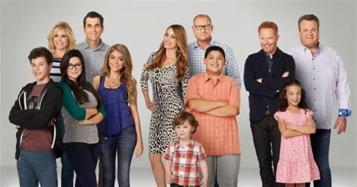 The cast of Modern Family from left, Nolan Gould, Steve Levitan, Ariel Winter, Eric Stonestreet, Julie Bowen, Aubrey Anderson-Emmons, Jesse Tyler Ferguson and Ty Burrell. Photo / AP