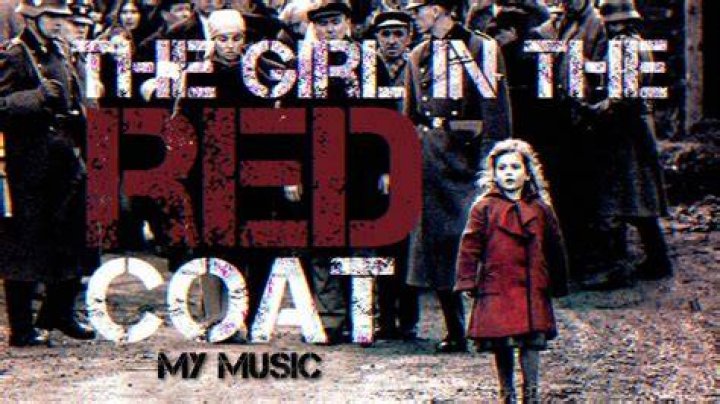 The girl in the red coat walking in the street with people behind her in Schindler's List
