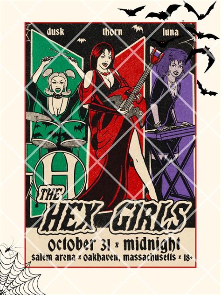 The Hex Girls stand on stage in Scooby-Doo and the Witch's Ghost