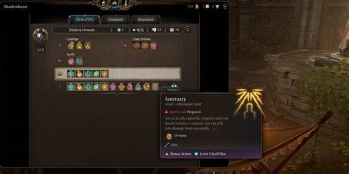 The sanctuary spell description in Baldur's Gate 3