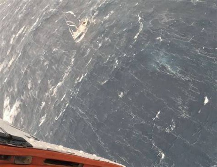 The skipper activated his distress beacon while sailing a 12-metre sloop believed to be taking on water. Photo / Northland Rescue Helicopter