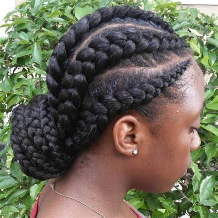Thick Cornrows in a Bun HAIRSTYLES