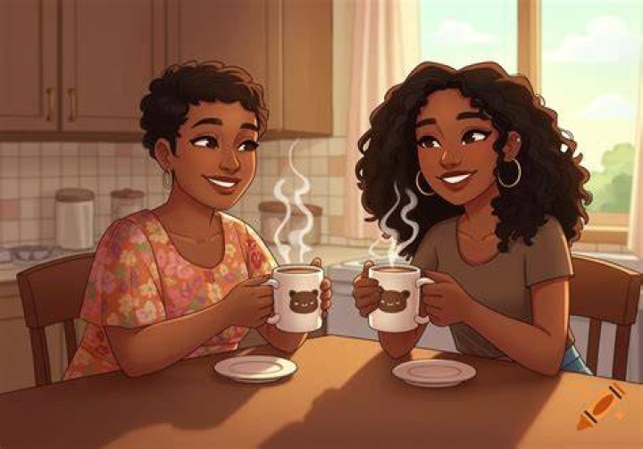 Two women have coffee in Younger