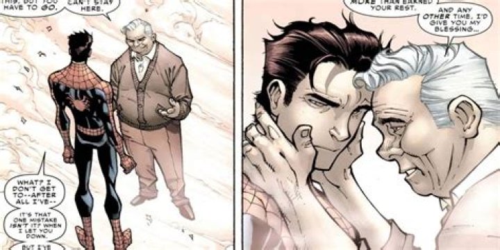 Uncle Ben and Peter Parker get into a snowball fight