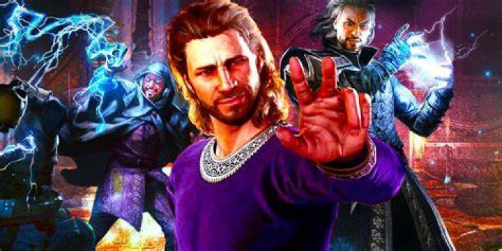 Various images of Gale from Baldur's Gate 3 casting lightning spells.