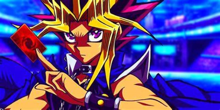 Yami Yugi holding a card in Yu-Gi-Og season 0