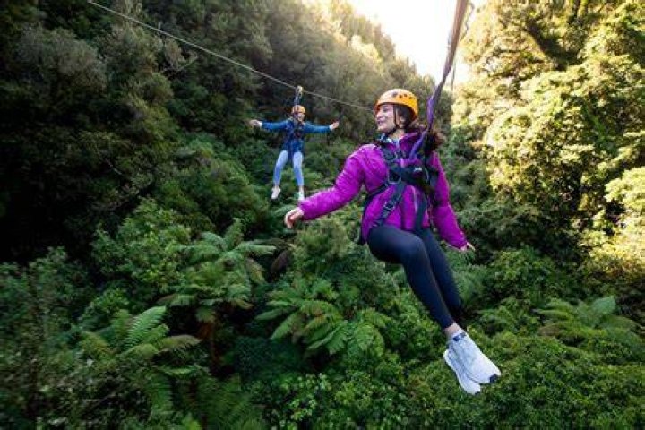 Ziplining with Rotorua Canopy Tours. 